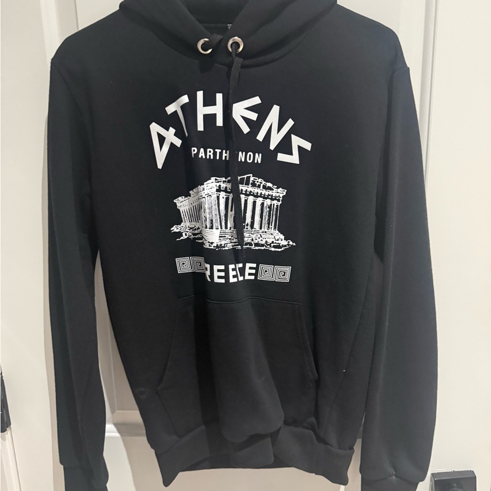 Athens Parthenon Graphic Hoodie - Black